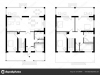 Architectural plan of a two-storey manor house with a terrace. The layout of an individual two-storey house with four bedrooms, kitchen, living room, two bathrooms, dressing rooms and pantries.